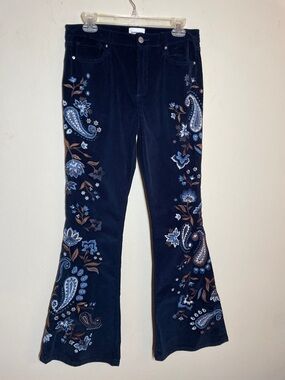 Driftwood Embroidered Farrah Flare Pants size 29
